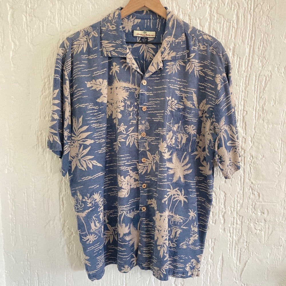Tommy Bahama Silk Short Sleeve Button Down Shirt Size XL